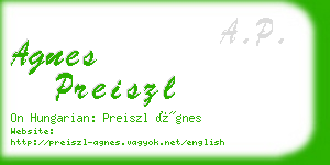 agnes preiszl business card